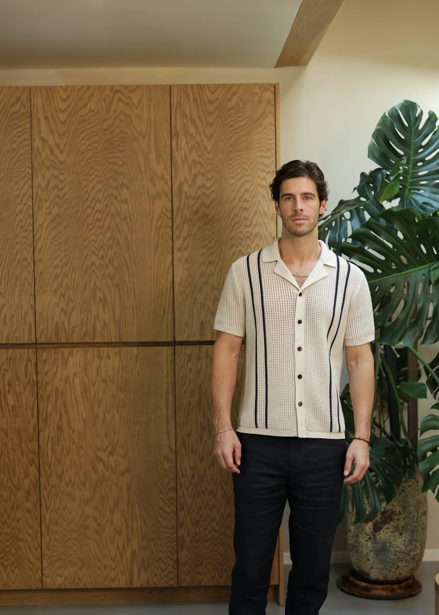 Linen Crochet Cabana Shirt - Natural