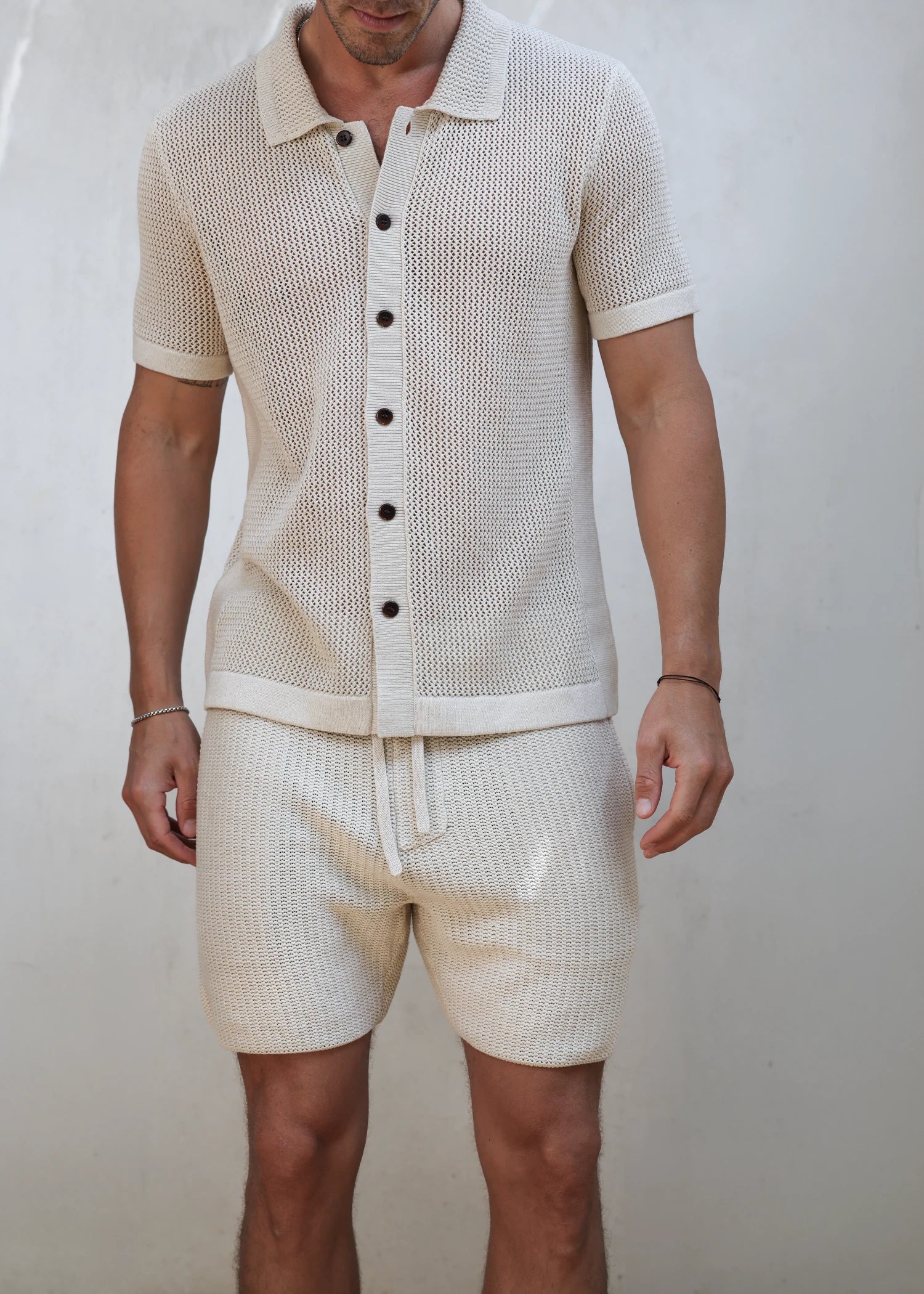 Linen Crochet Cabana Short - Natural
