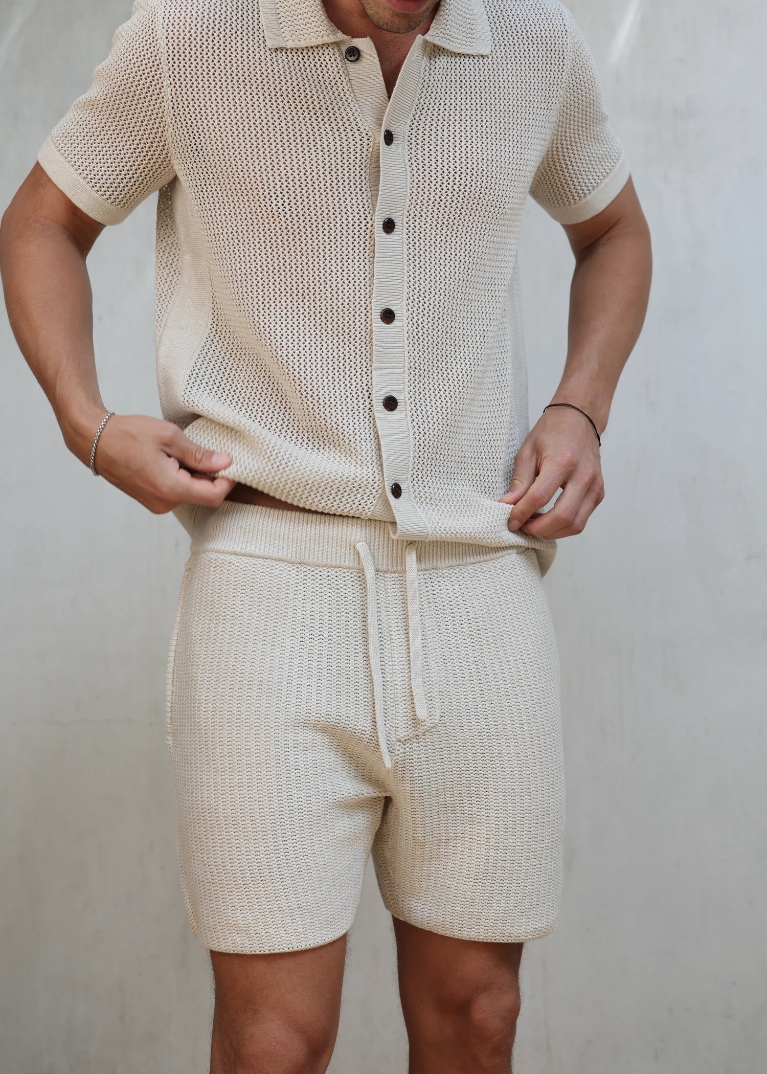 Linen Crochet Cabana Short - Natural