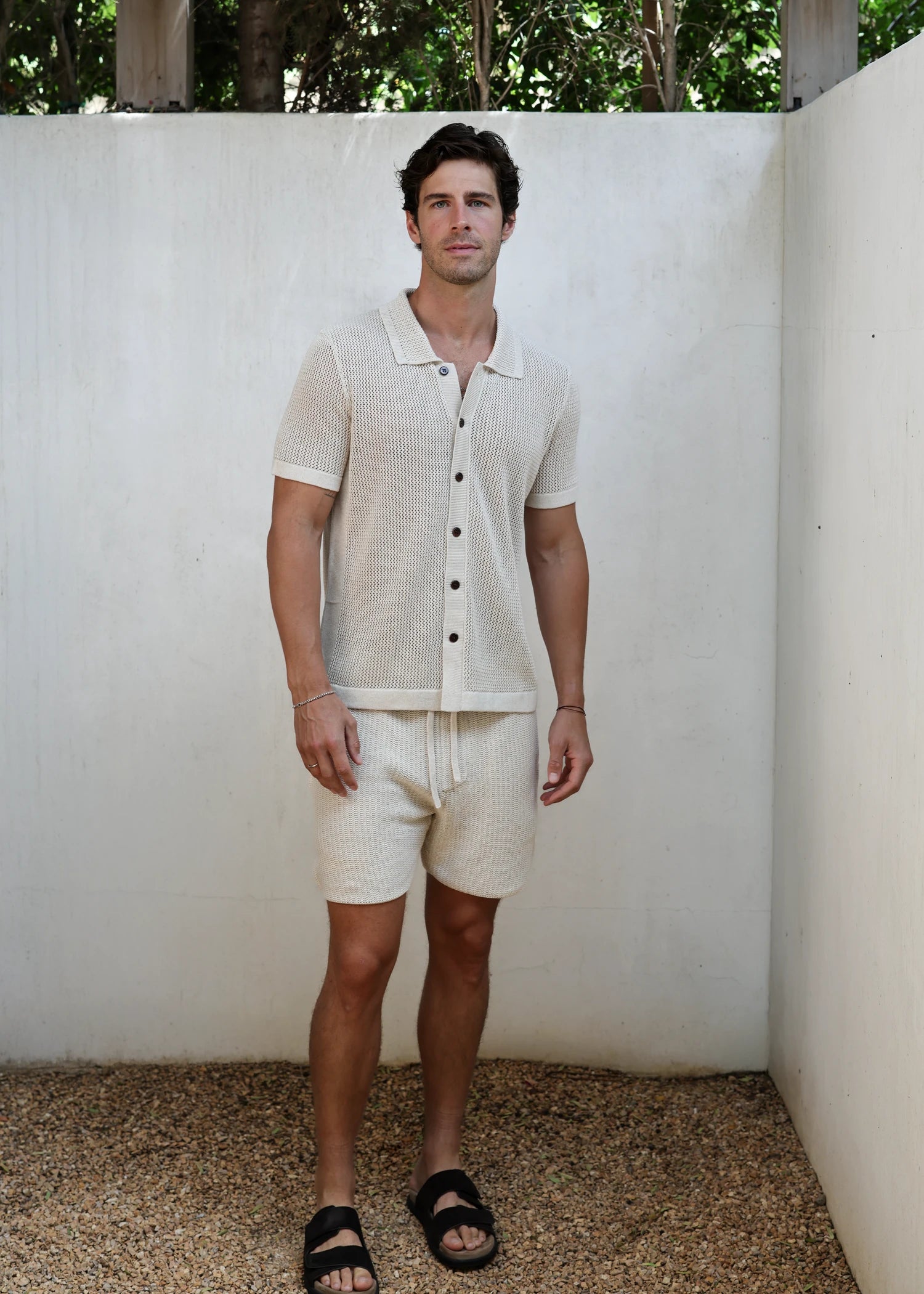 Linen Crochet Cabana Short - Natural