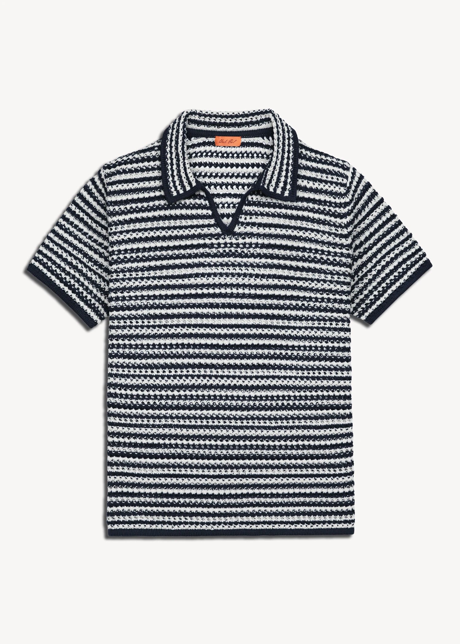 Linen Crochet Polo - Deep Navy/Natural