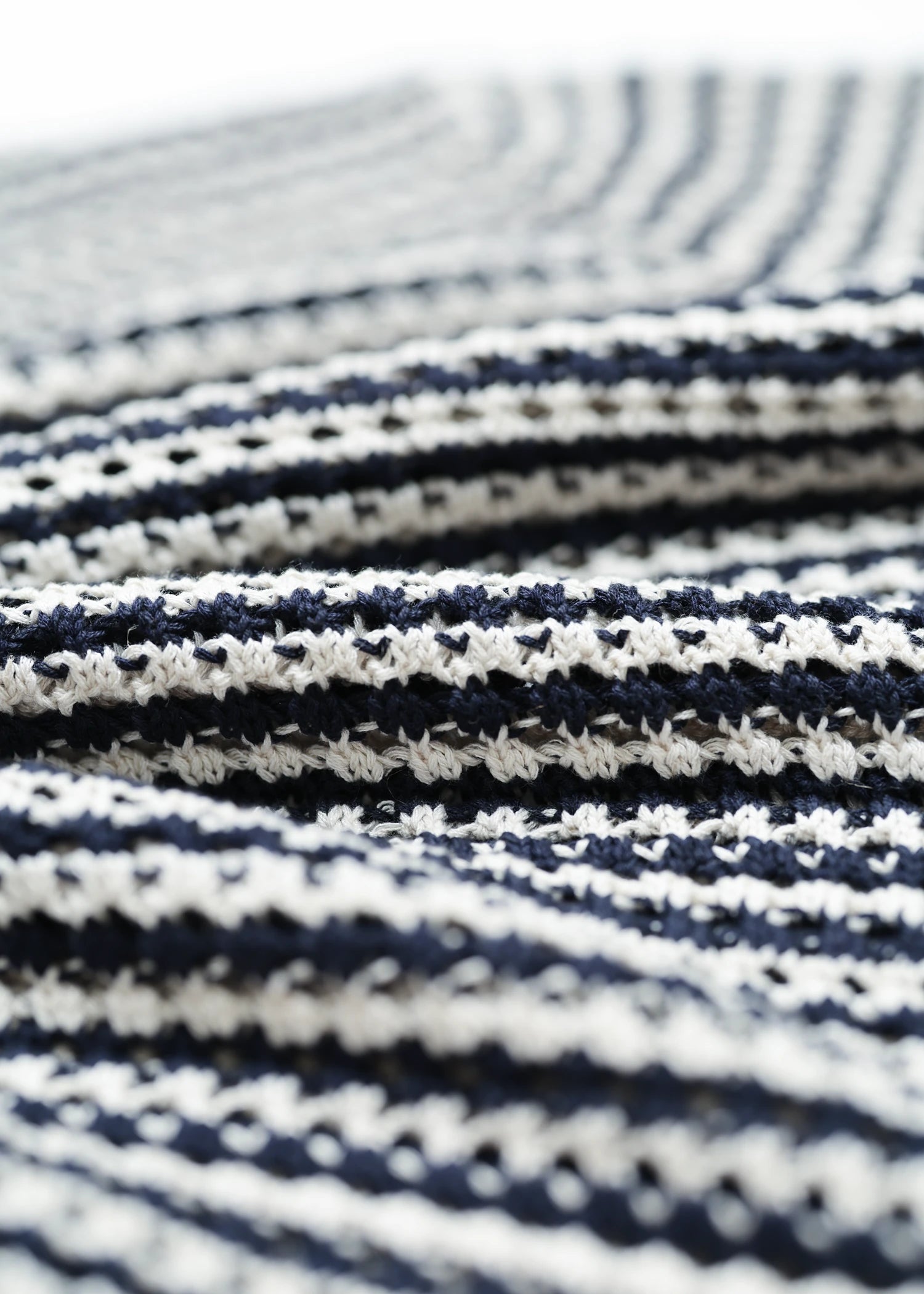 Linen Crochet Polo - Deep Navy/Natural