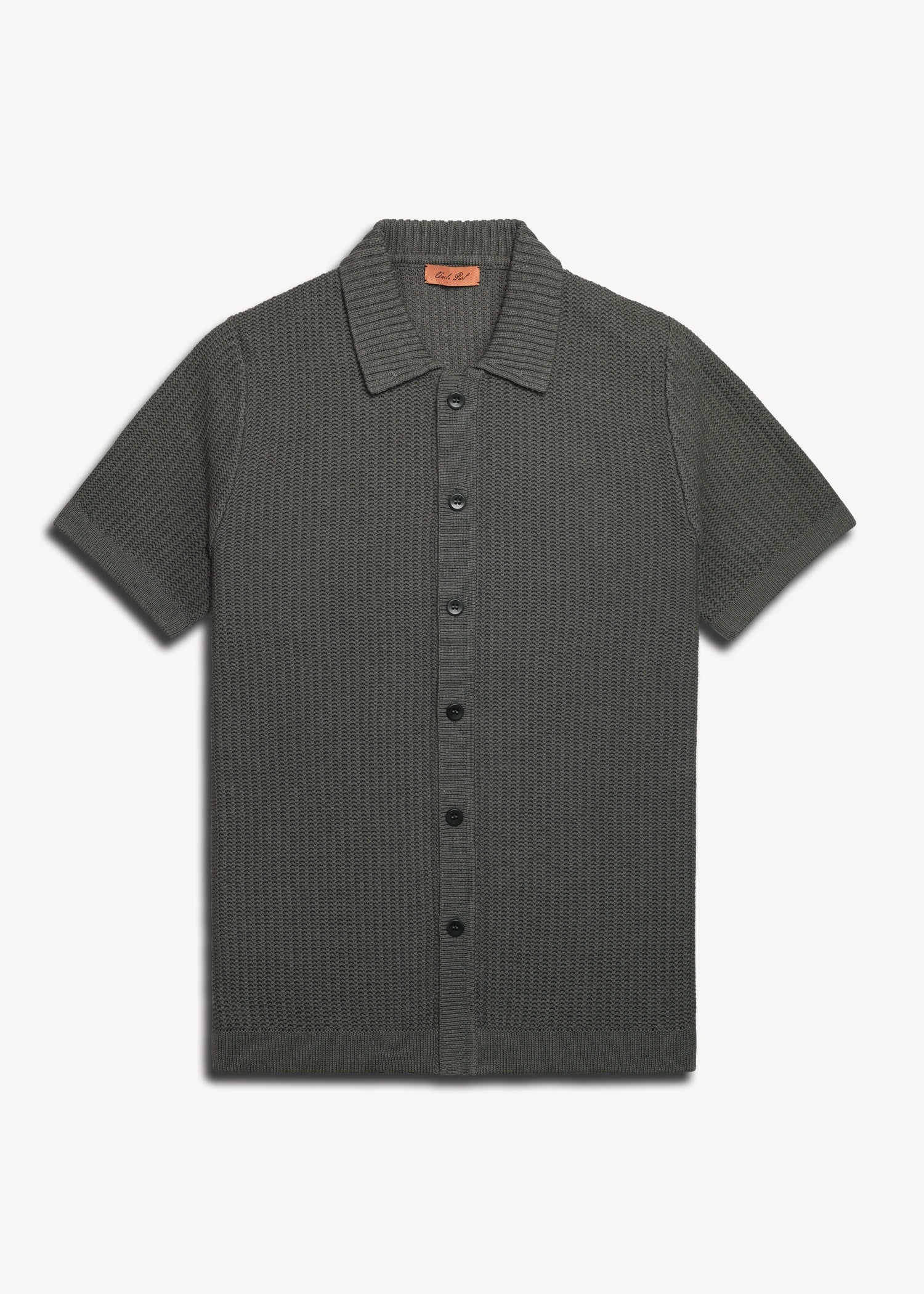 Linen Crochet Textured Shirt - Olive Green