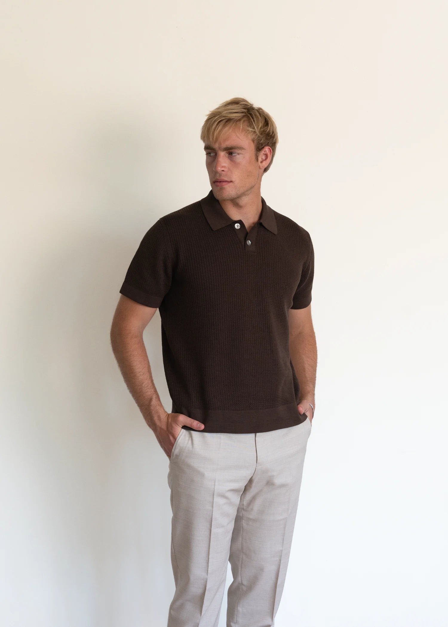 Mercer Cotton Classic Polo - Java Brown