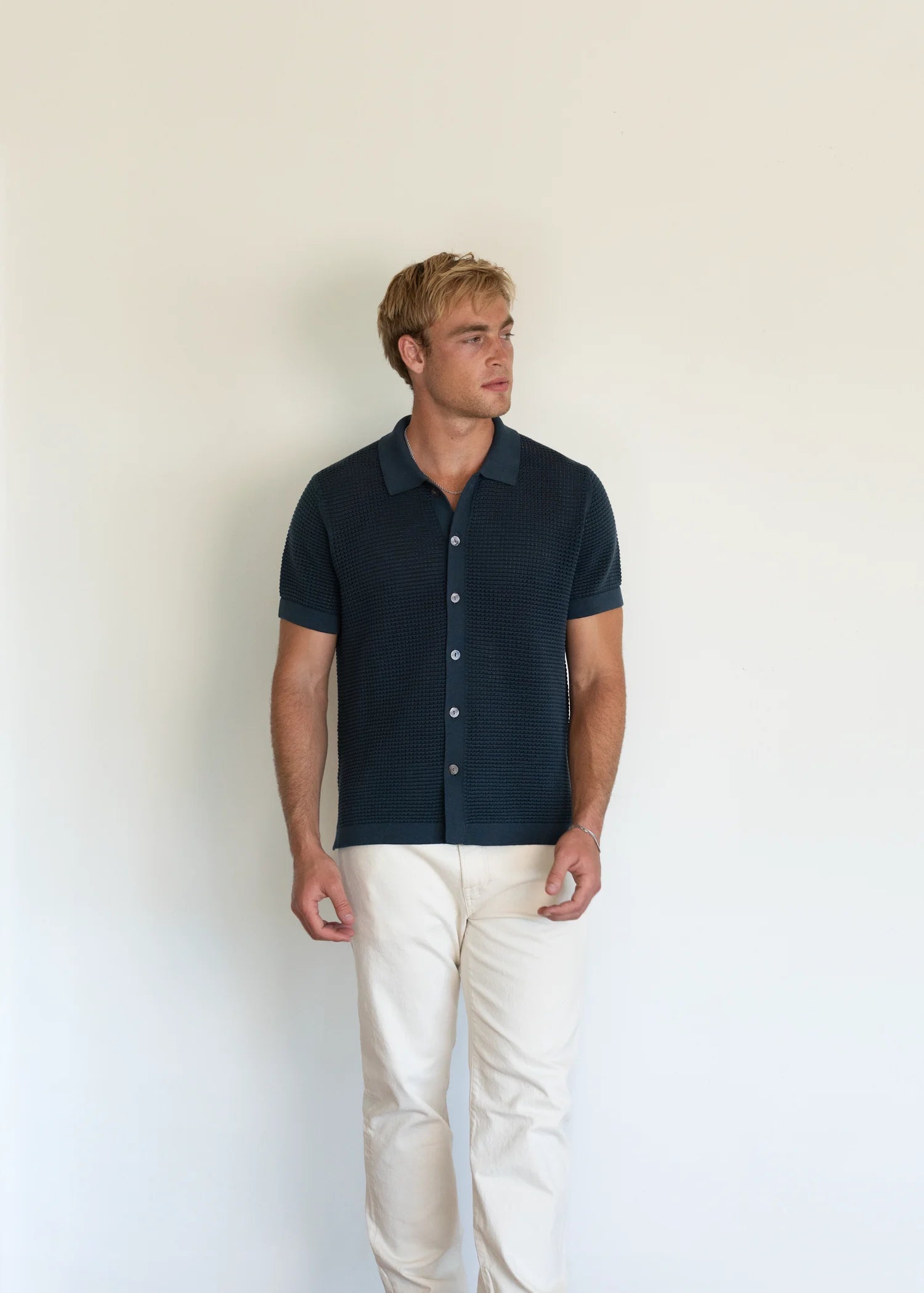 Mercer Cotton Polo Shirt - Petrol Navy