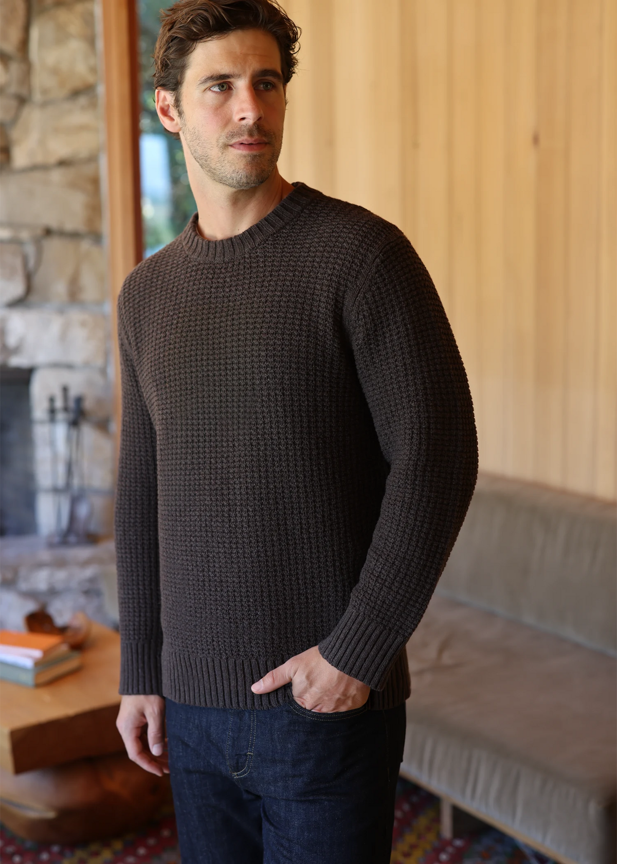 Merino Crewneck Sweater - Java Brown