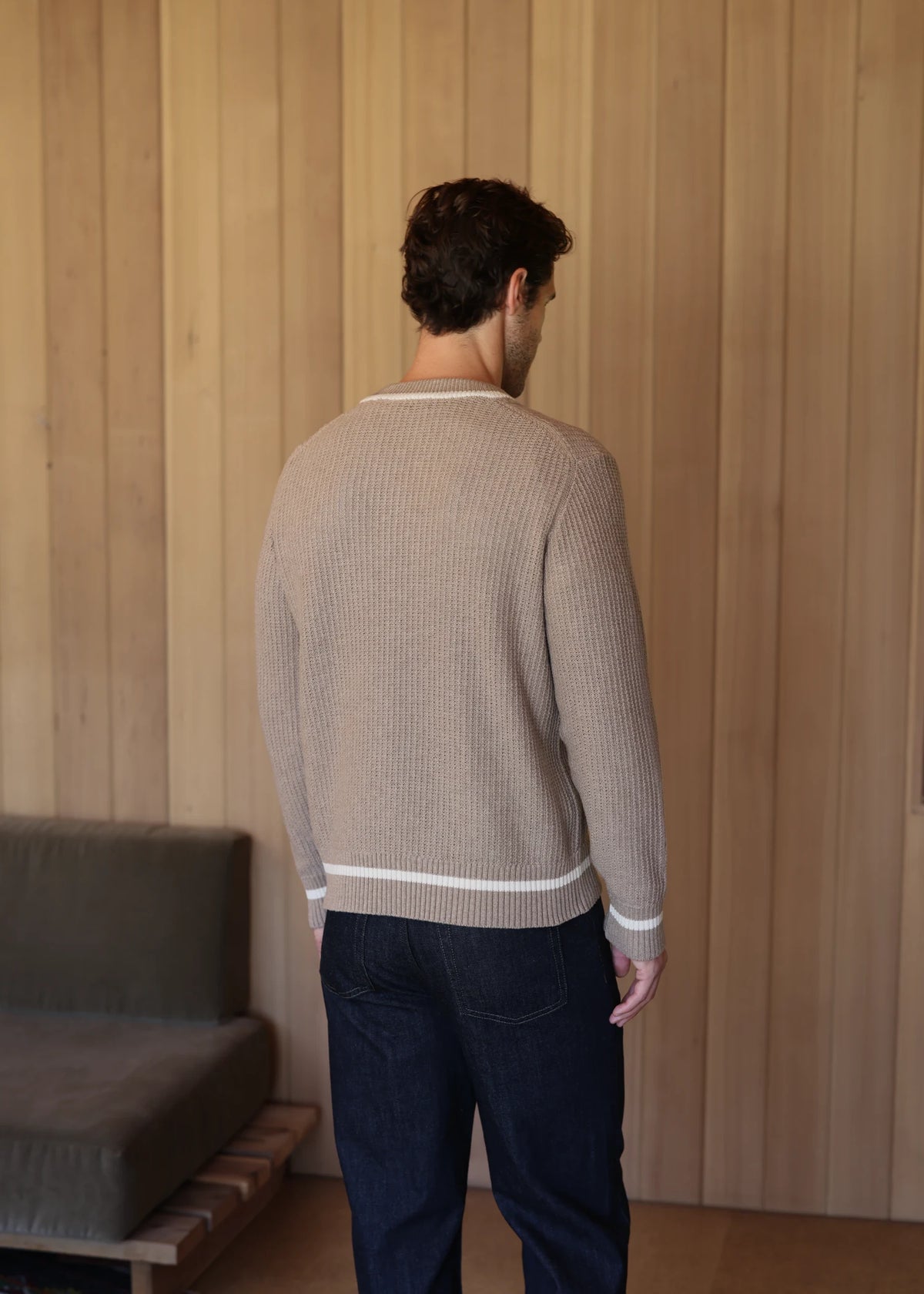 Light Merino V-Neck Sweater - Sand Beige