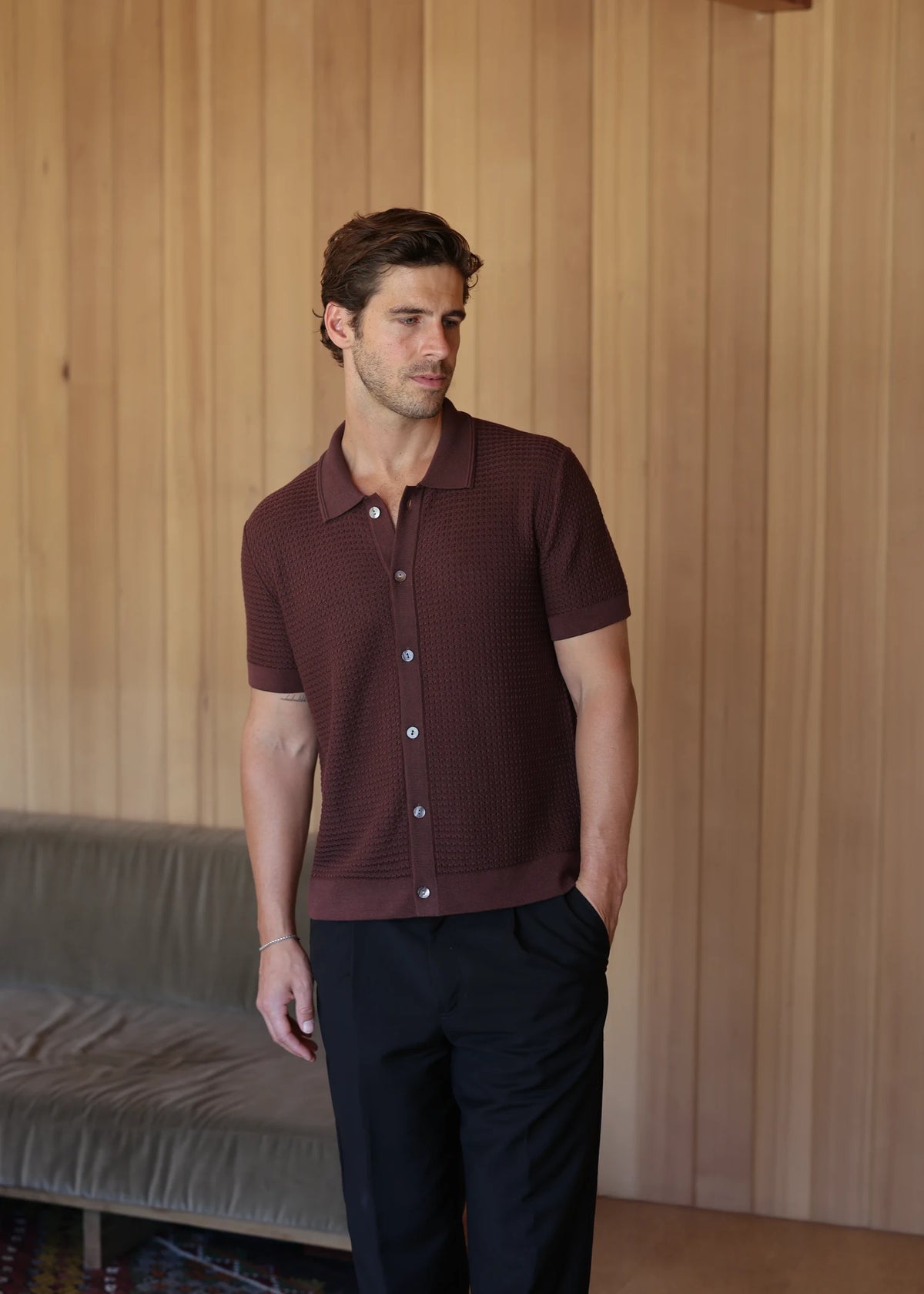 Mulberry Silk Polo Shirt - Merlot