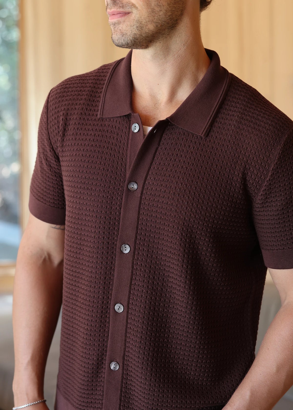 Mulberry Silk Polo Shirt - Merlot