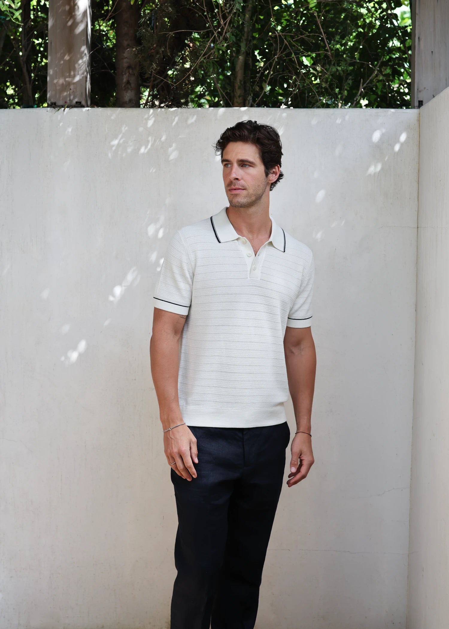 Mulberry Silk Classic Polo - White