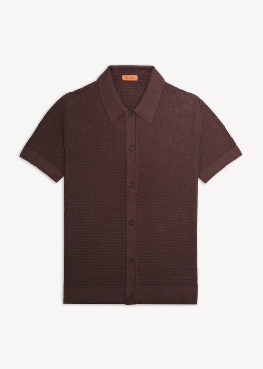 Silk Cotton Polo Shirt - Merlot