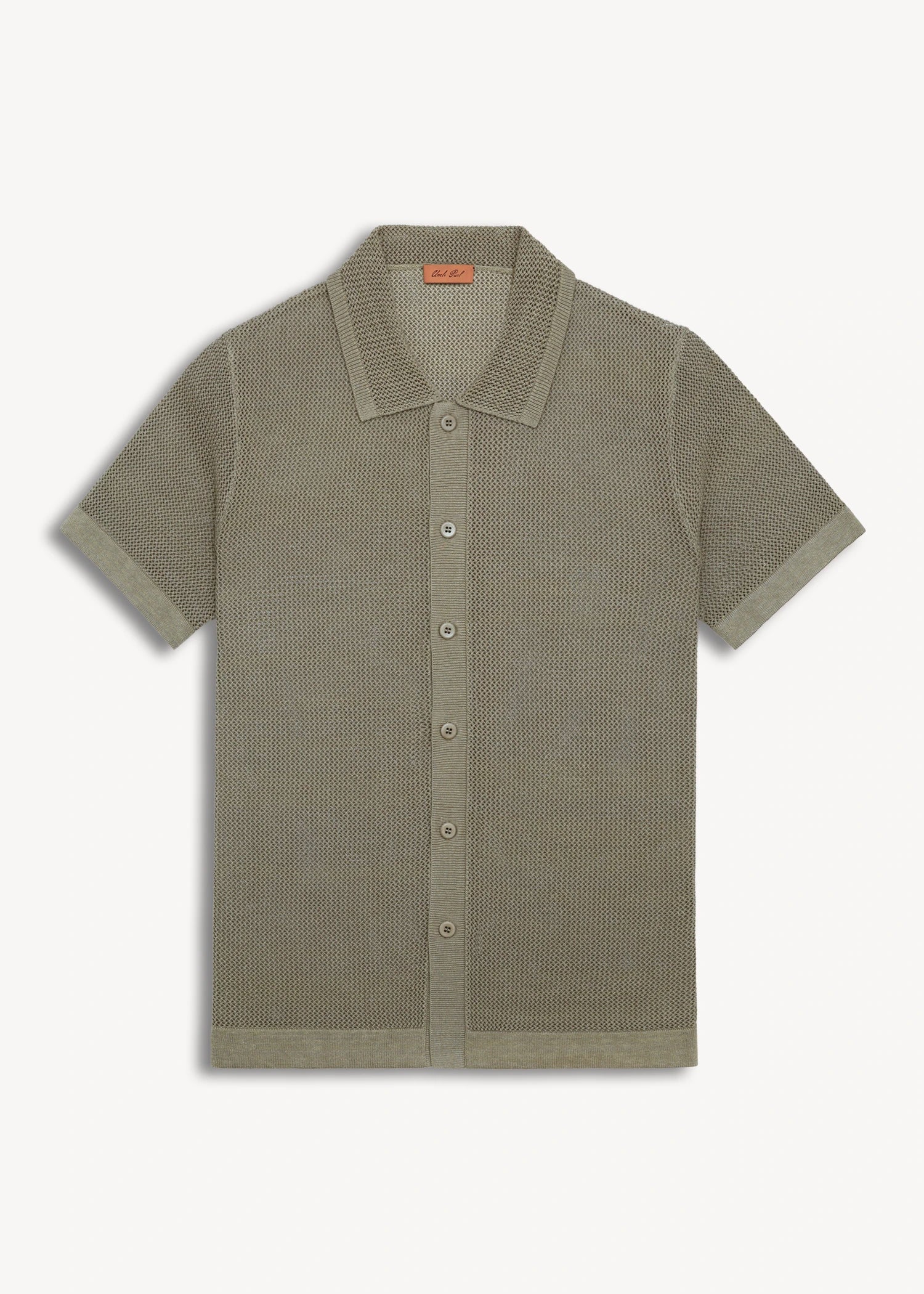 Linen Crochet Stitch Shirt - Sage Green