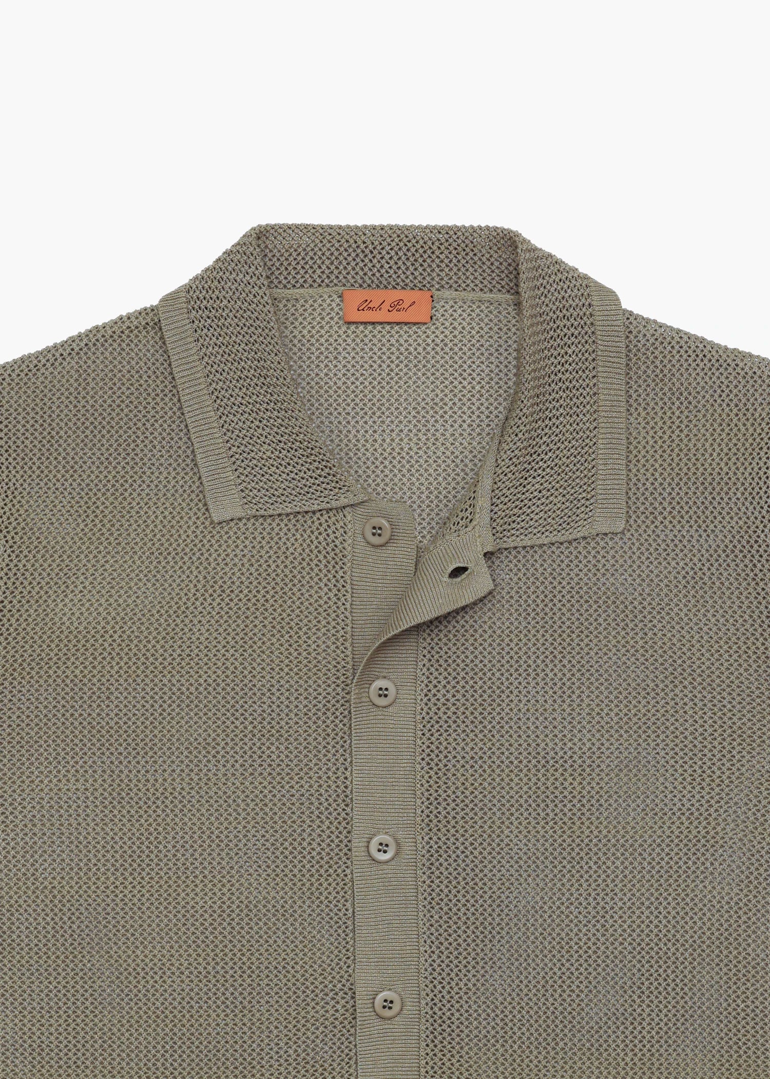 Linen Crochet Stitch Shirt - Sage Green