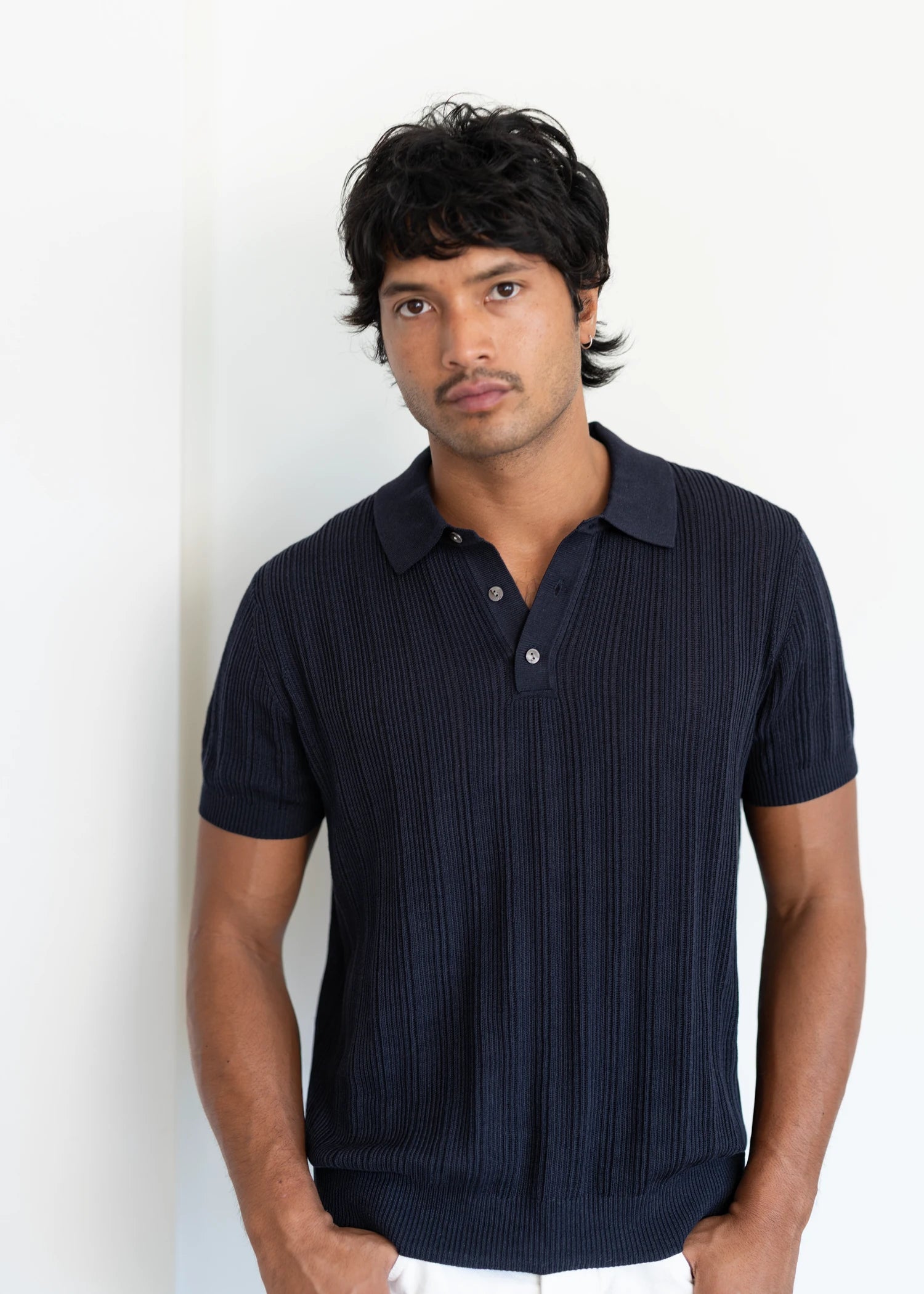 Mulberry Silk Classic Polo - Deep Navy