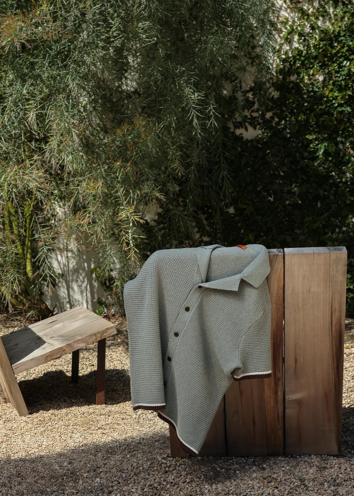 Linen Loop Stitch Shirt - Lagoon Blue
