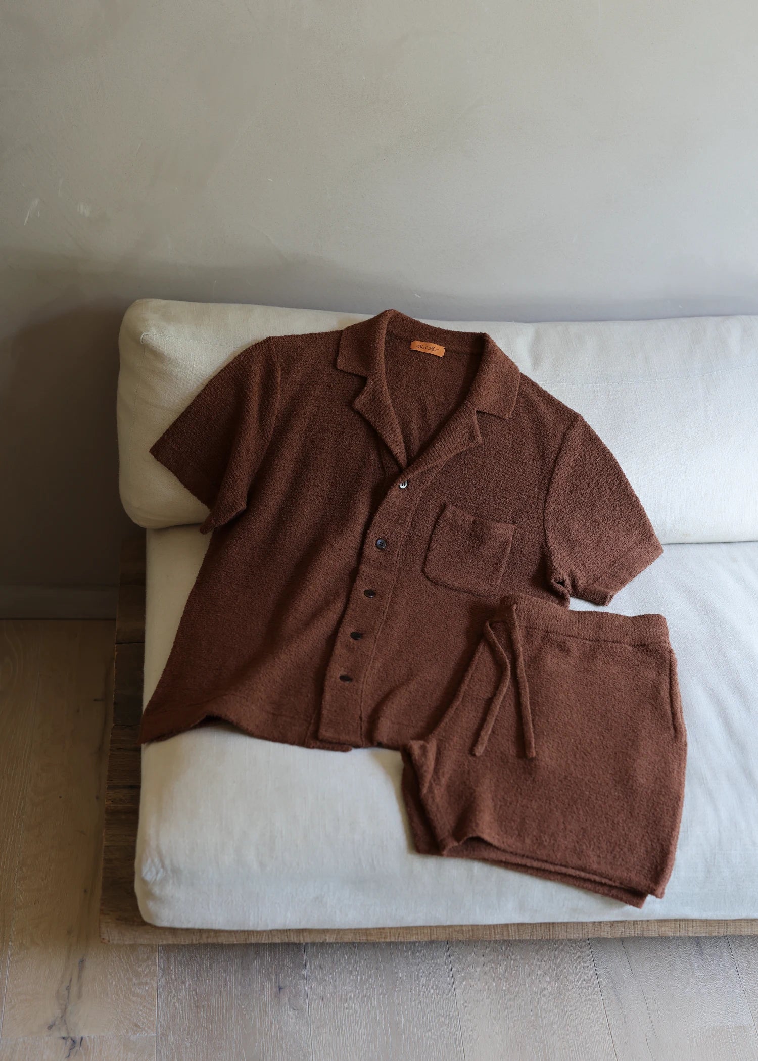 Loop Knit Terry Cabana Shirt - Rust Brown