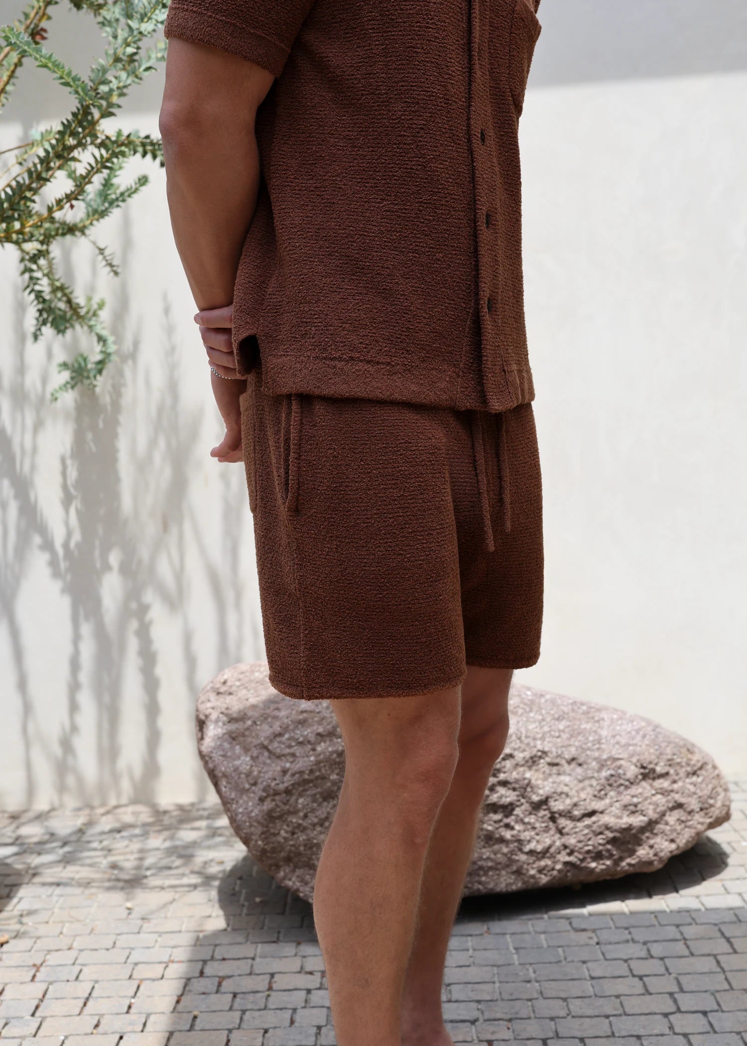 Loop Knit Terry Lounge Short - Rust Brown
