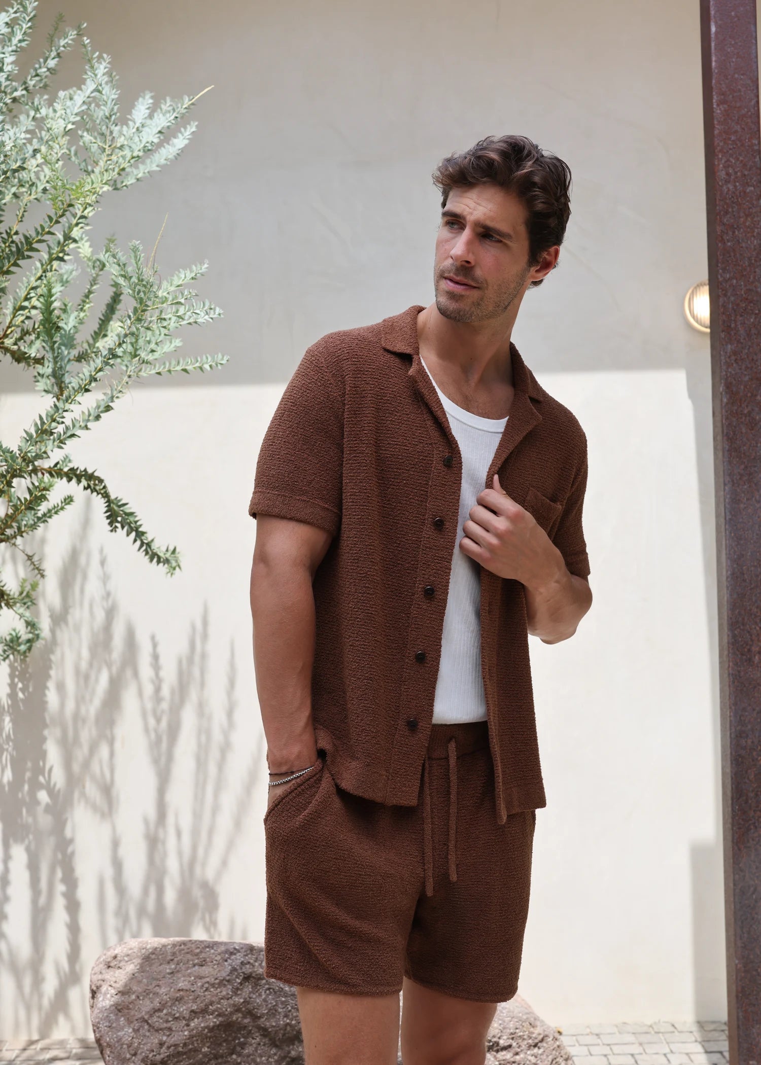 Loop Knit Terry Lounge Short - Rust Brown