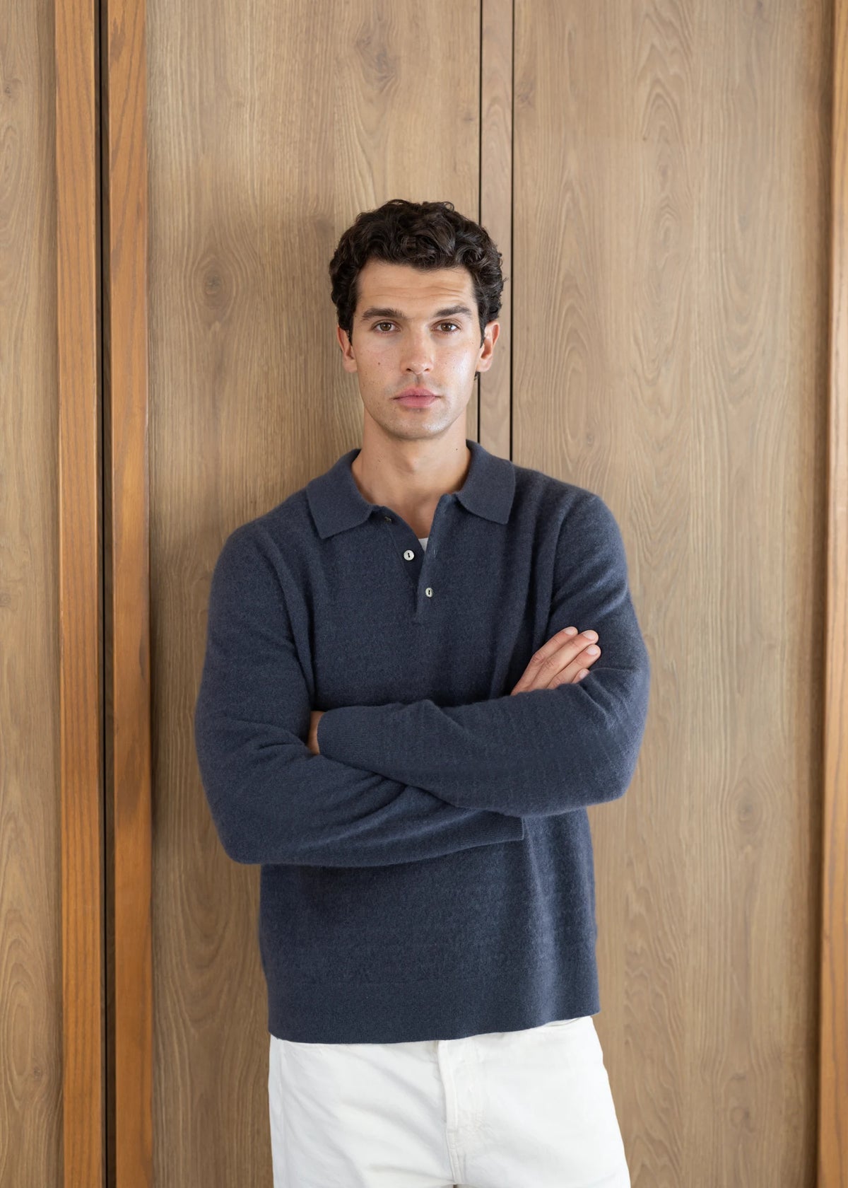 Cashmere Polo Sweater - Washed Navy