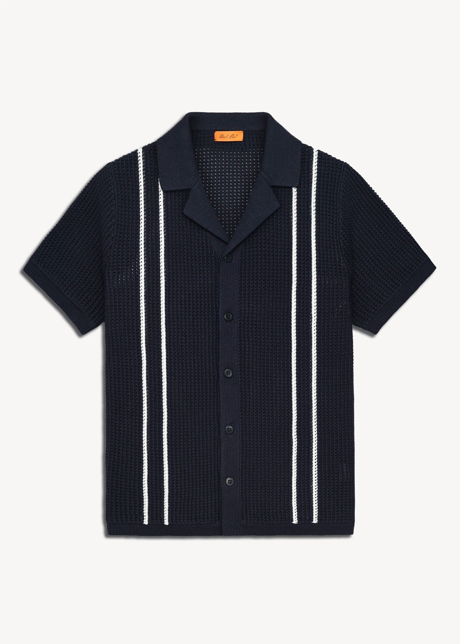 Linen Crochet Cabana Shirt - Deep Navy