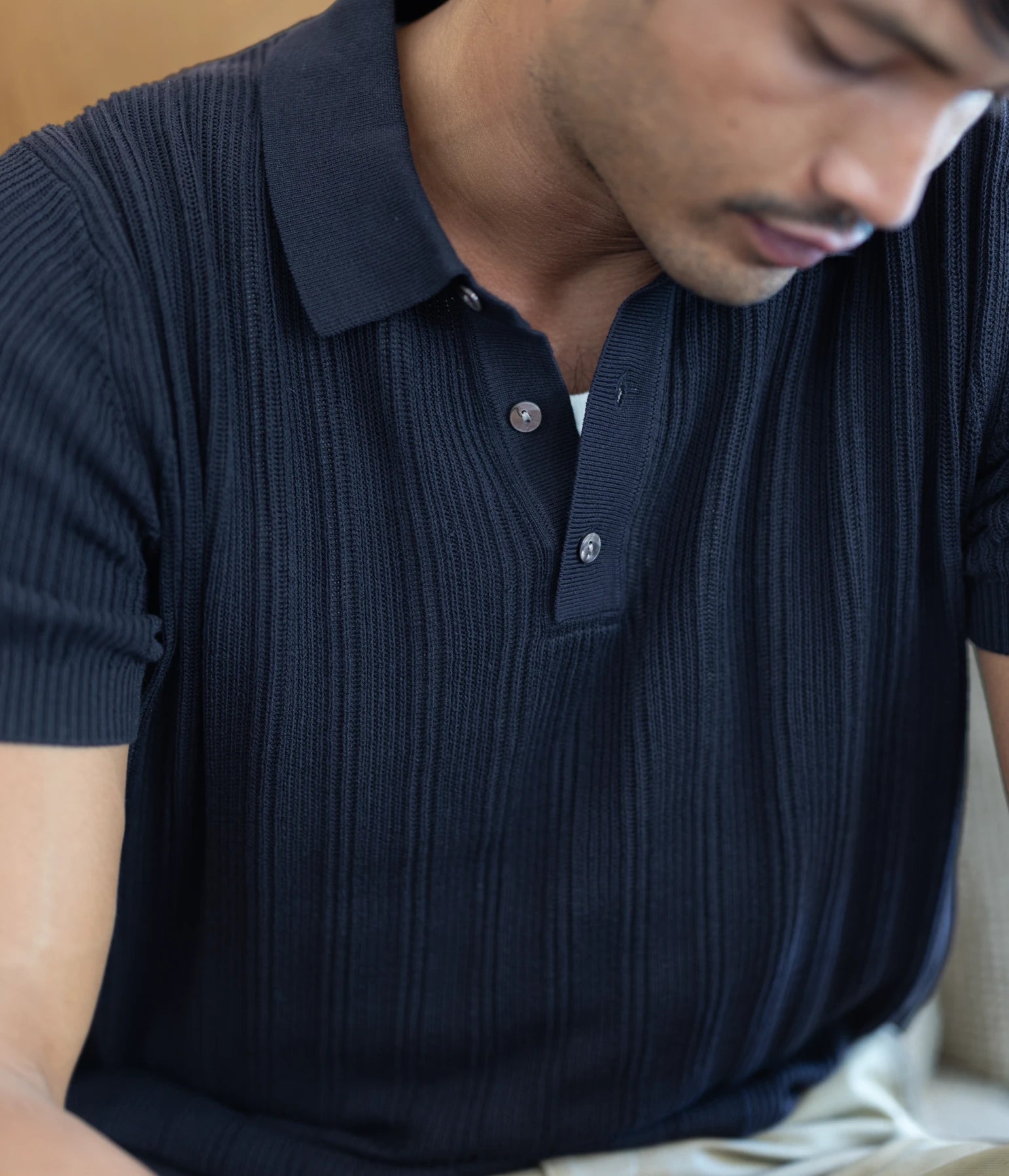 Uncle Purl Navy Silk Polo